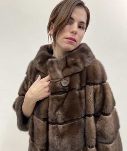 Brown Mink zipped Coat