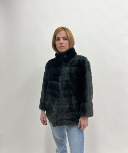 Real deep forest dyed mink fur, lightweight, warm and classical emerald style full skin jacket.Luxury gift.Fur in a budget.