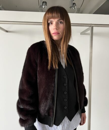 Real burgundy mink fur bomber jacket .Super rich and lavish mink with elastic hem and cuffs. Affordable luxury fur gift.