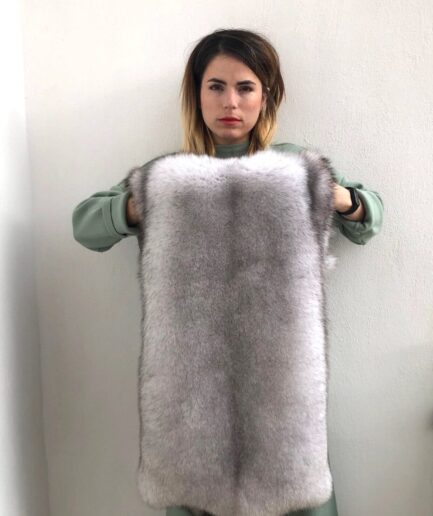 Genuine blue fox fur pelt, super supple and lavish as a fur stole or raw material for DIY crafts. Huge white fox fur skin , luxury fur gift.
