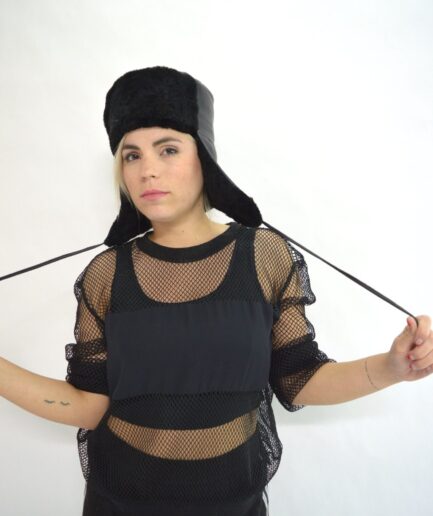 Real trapper shearling fur hat, black aviator style fur hat, sheepskin fur hat, brown fur hat, adult's fur hat, mouton fur hat, fluffy hat.