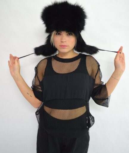 Real trapper fur hat, black aviator style fur hat, winter fur cap, brown fur hat, adult's fur hat, head fur warmer, fluffy hat, fur pelt.