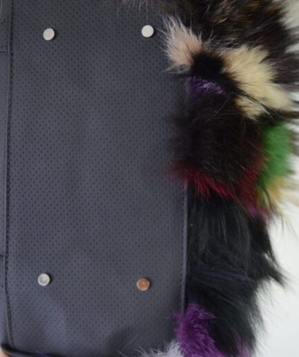 Real leather fox fur backpack, real fox fur school bag,leather rucksack, laptop bag, fox fur bag, portfolio shoulder bag, woman leather bag.