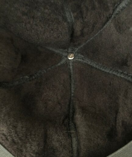 Real shearling Equestrian riding cap with ears flaps and velour lining inside. Cloche hat, sophisticated bomb sheepskin hat. Unisex gift.