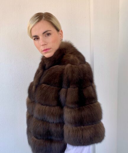 Real Sable Barguzinsky brown bolero and leather trim with clasps and suede leather fronting plus cashmere lining.Luxury fur gift.