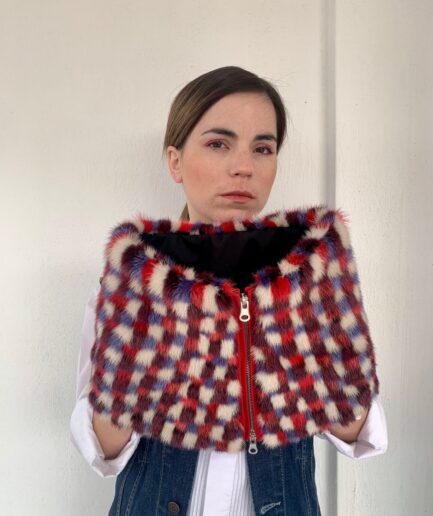 Real mink fur cowl,infinity fur scarf in pixelated mink technique, two way zipped loop mink scarf, fabulous and one of a kind luxury gift.