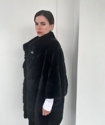 Real black plus size horizontal mink superior fur cape in supple male pelts, oversized fur cape . Stunning Luxury gift for her.
