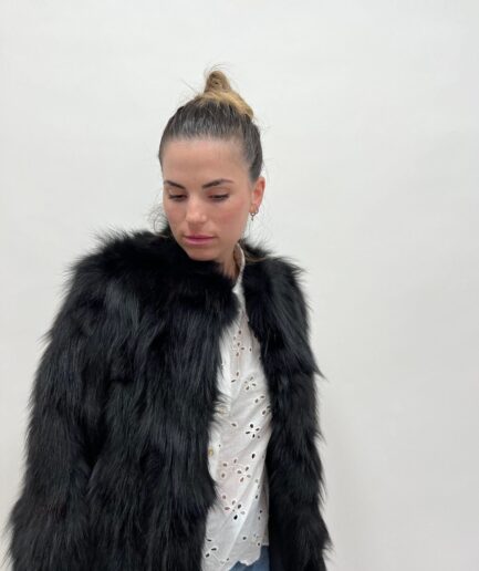 Real black fox fur everyday coat. Winter fur jacket in genuine fur pelt, super warm and  practical affordable luxury fur gift for women.
