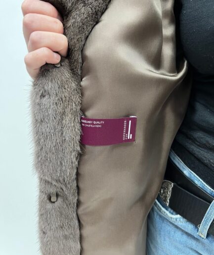 Real cloud mink fur diagonal coat, lavish warm grey supple mink fur hooded jacket.Copehnagen fur quality in affordable luxury mink fur gift.