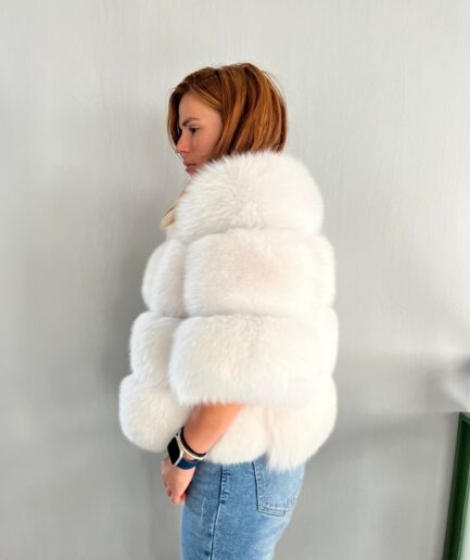 Real white fox fur jacket. Bridal white bolero. Genuine full skin fox fur pelt. White fur bolero jacket. Bridesmaid fur stole. Fox fur shawl
