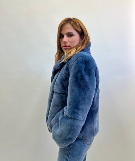 Real jeans biker rex rabbit fur with silver hardware, stylish, soft touch and lightweight fur.Luxury fur gift for women.Real fur in a budget