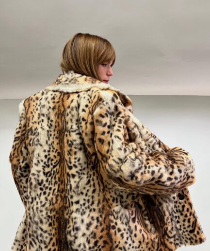 Real brown reversible rabbit fur with leopard print. Dyed with leopard stamp, lightweight, warm and edgy style jacket.Fur in a budget.