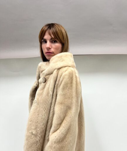 Real Saga beige fur mink fur velvet Saga coat,Palomino lavish premium mink full skin fur jacket.Fabulous luxury fur gift.