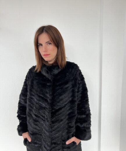 Handwoven Mink Fur coat with knitted lining.