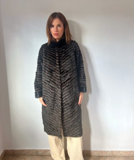 Handwoven Mink Fur coat with knitted lining.