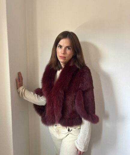 Handwoven Mink Fur with tonal fox trim - Lightweight Cape