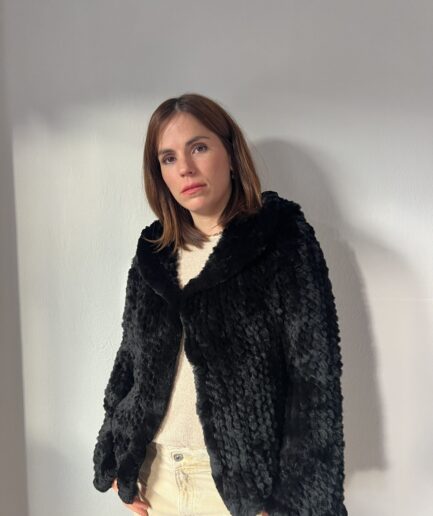 Handwoven Mink Fur with tonal fox trim - Lightweight Cape