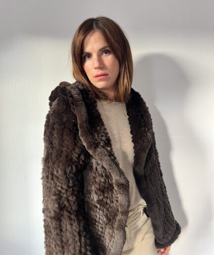 Handwoven Rabbit Fur Hooded Jacket -  Lightweight Cape